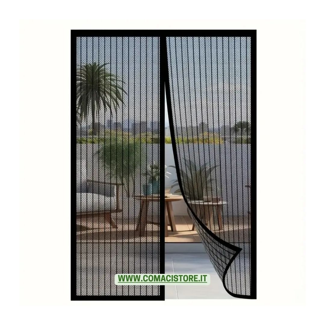 Zanzariera magnetica con merletto per porte 120×240 cm nera si chiude automaticamente – Tata Linda